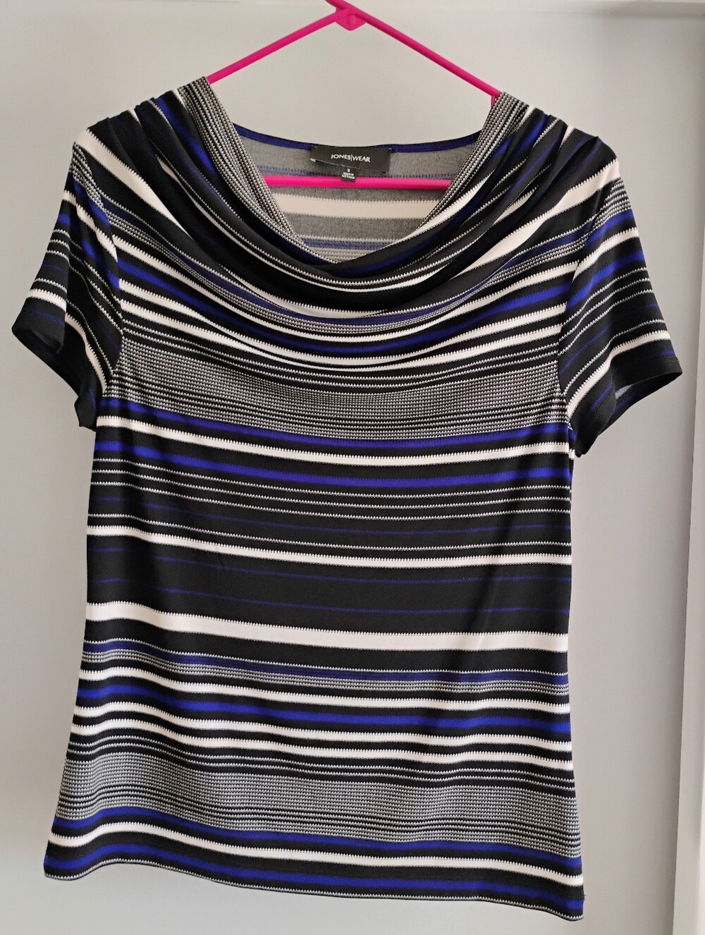 Jones Wear Striped Cowl-Neck Top